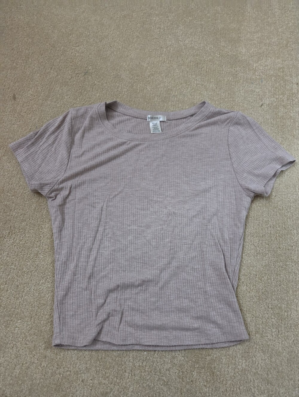 Tan Ribbed Women's Crop